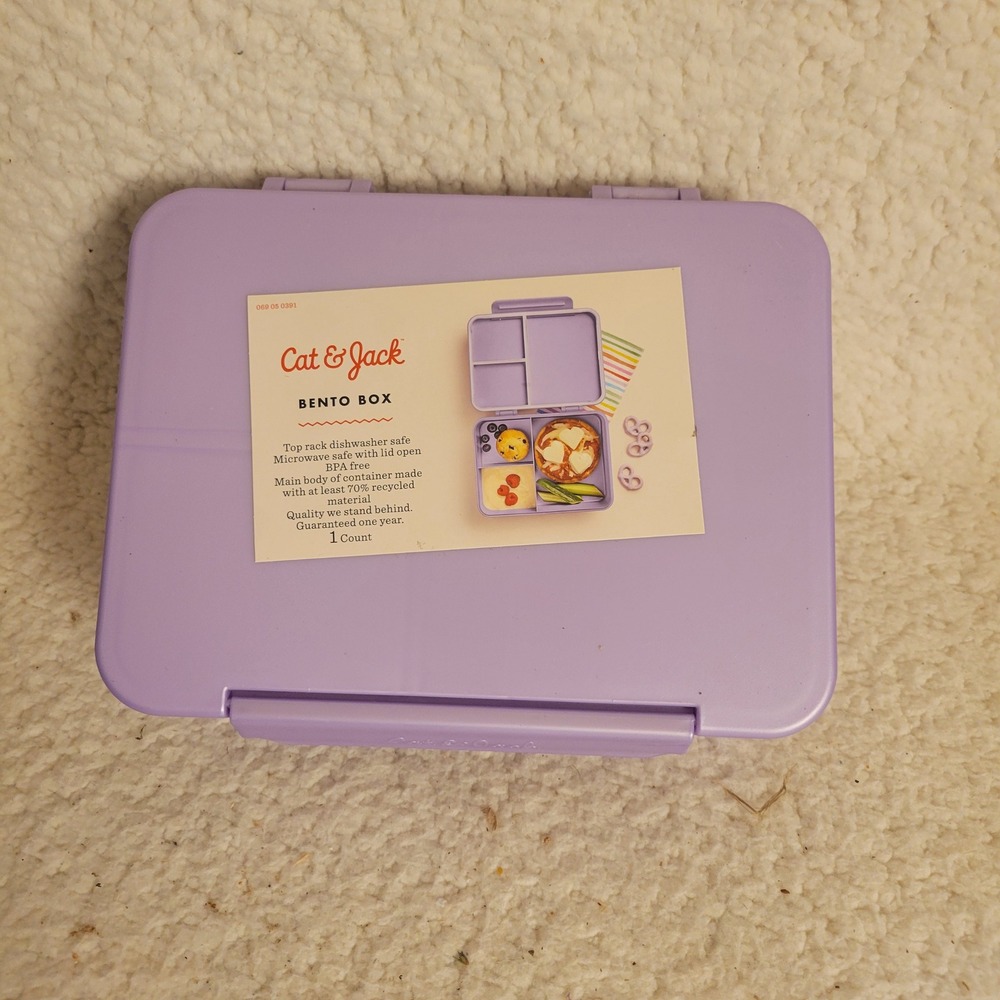 Cat & Jack Bento Box Purple 3 Compartment Recycled Plastic Lunch Container NEW